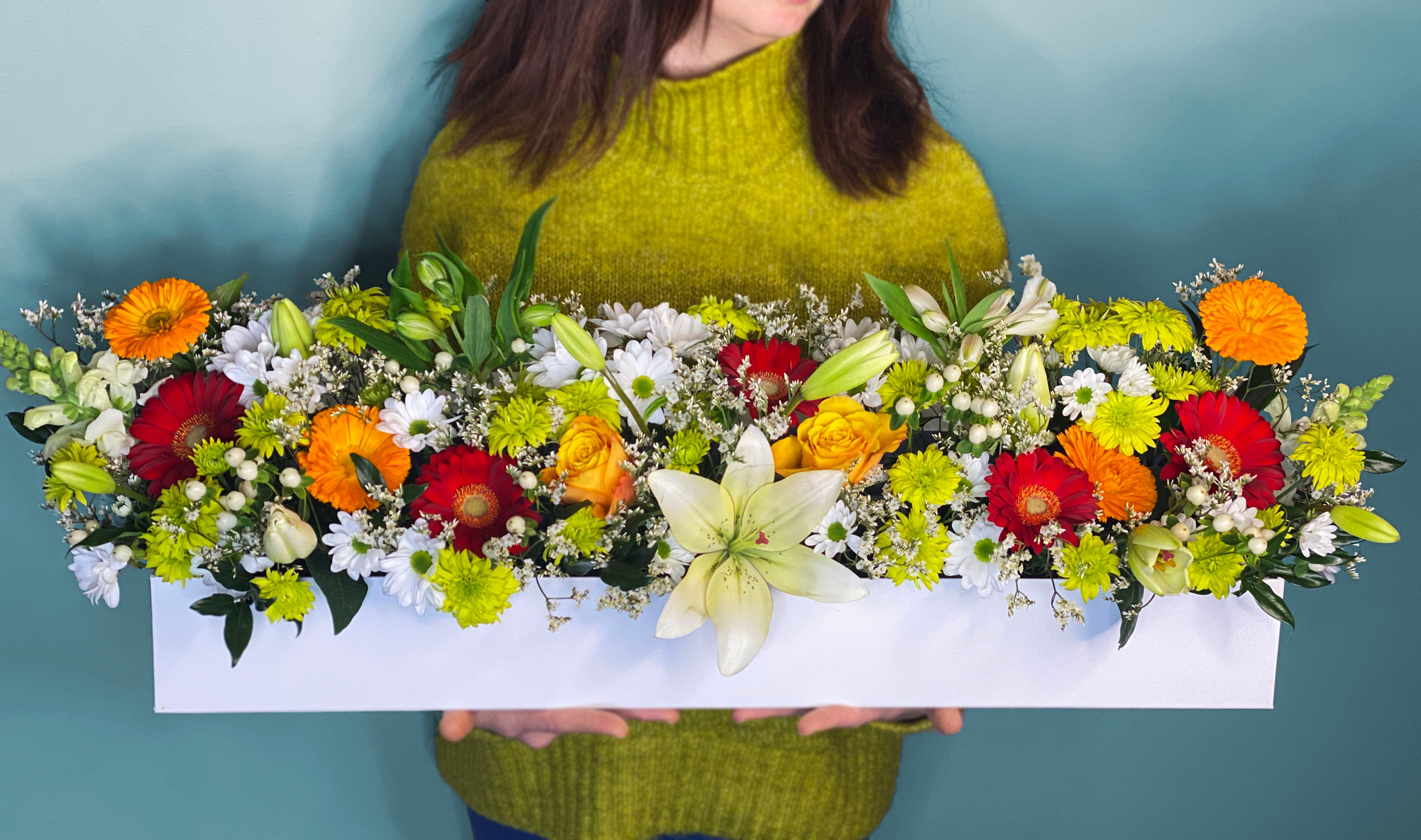 Long Seasonal Table Flower Arrangement